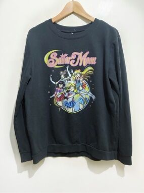 Sailor Moon Sweatshirt Pullover Size Large Black Season 1-2